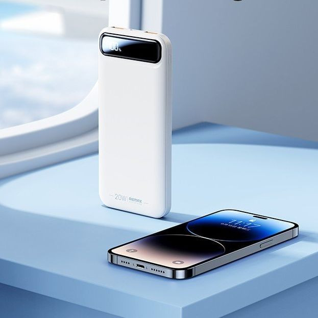 REMAX RPP-520 greito įkrovimo išorinė baterija - Powerbank  10000mAh: Spalva - Balta