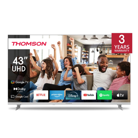 TV Set|THOMSON|43"|4K/Smart|QLED|3840x2160|Google TV|White|43UG4S14W|43UG4S14W
