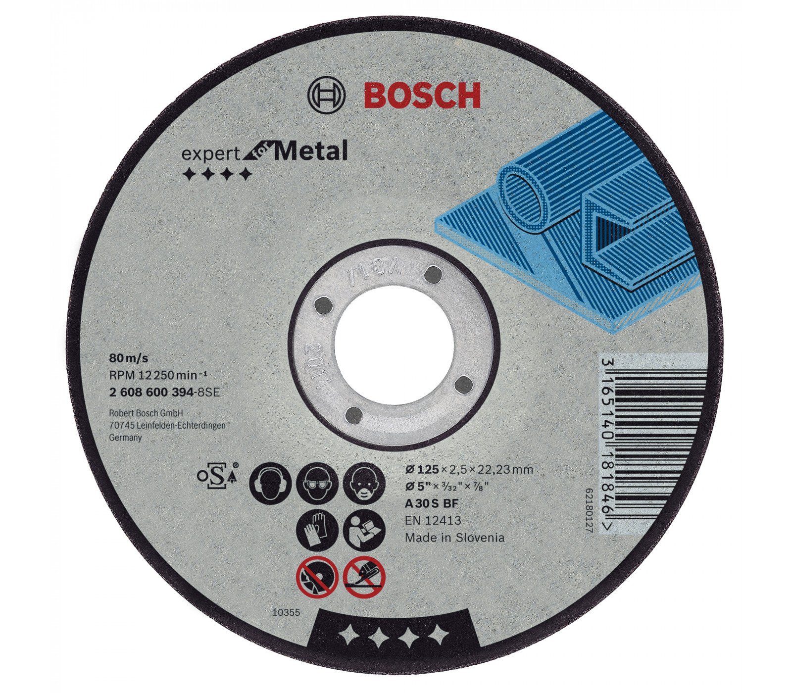 Pjovimo diskas metalui Bosch, 115 x 22,23 x 2,5 mm, 1 vnt.