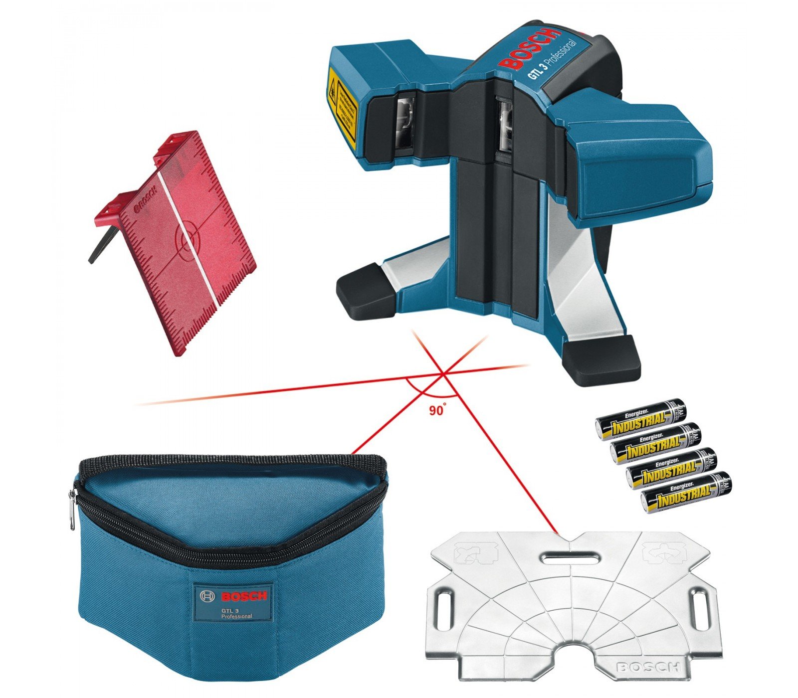Kryžminis lazeris plytelėms kloti Bosch GTL 3 + priedai