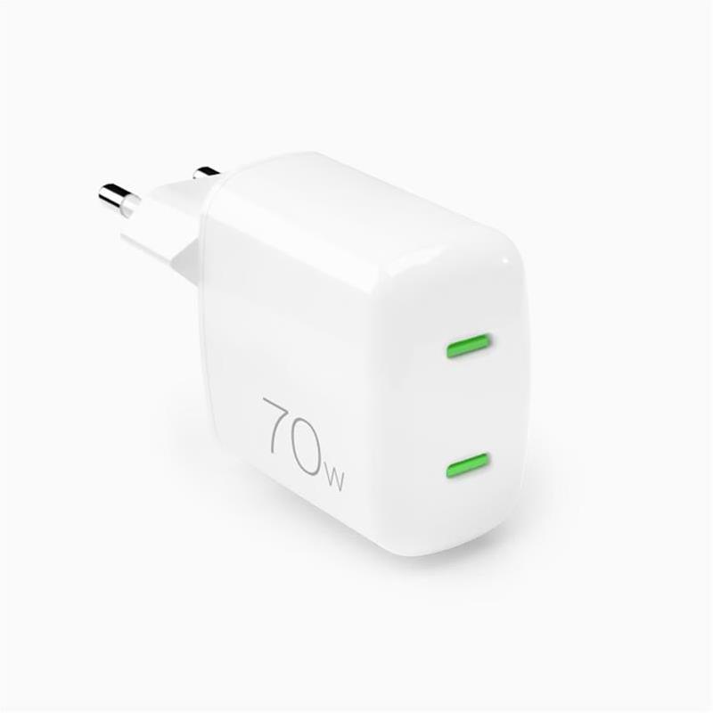 Puro MiniPro GaN sieninis įkroviklis, USB-C, 70W, baltas - Įkroviklis, PUFCMTCUSBCC70WGWHI
