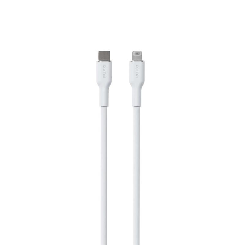 Laidas Puro SOFT, USB-C, Lightning, 1,5 m, white Prekė - PUCAPLTUSBCICONWHI