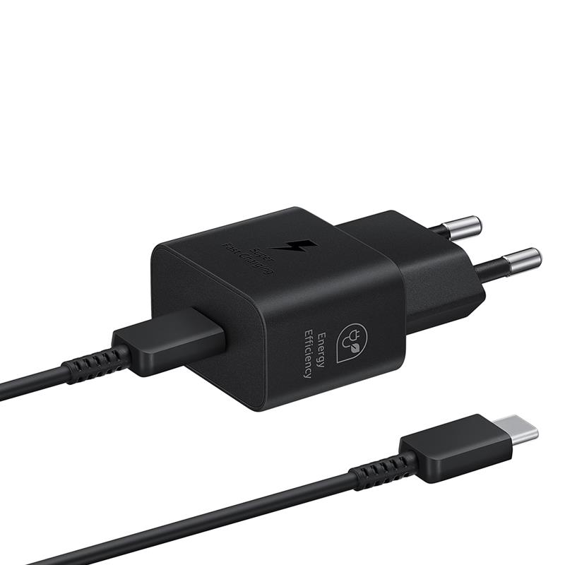 Samsung, USB-C, 25 W, black - Maitinimo adapteris ir USB-C laidas Prekė - EP-T2510XBEGEU