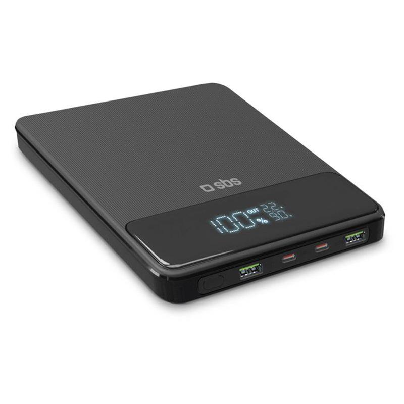 Powerbank SBS 20000mAh, 100W, LCD, Slim, Juodas, TTBB20000PD100W