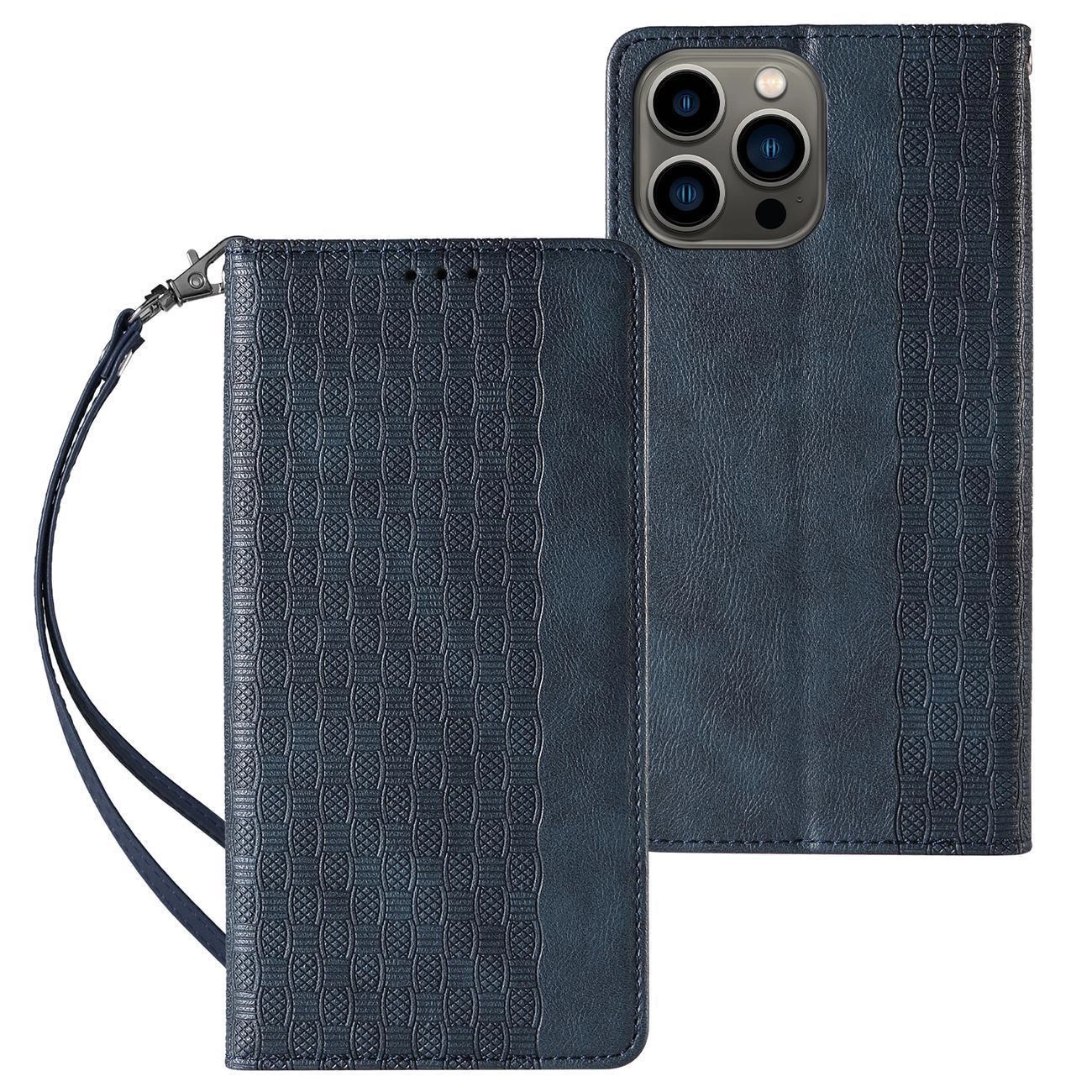 Magnetinis dirželio dėklas iPhone 13 Pro Max piniginė + mini pakabukas mėlyna