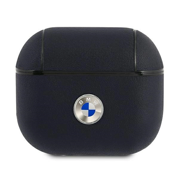 BMW BMA3SSLNA AirPods 3 dėklas tamsiai mėlynas/navy natūralios odos Silver Logo