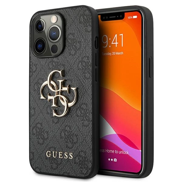 Guess GUHCP13X4GMGGR iPhone 13 Pro Max 6,7" pilkas kietas 4G Big Metal Logo dėklas