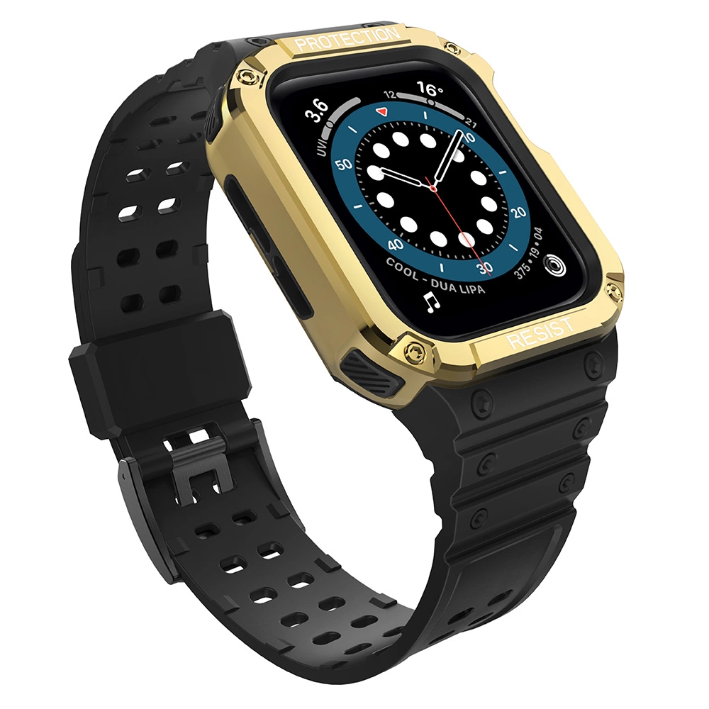 Protect dirželio juosta Apple Watch 38/40/41mm Armored Case – juoda, auksinė