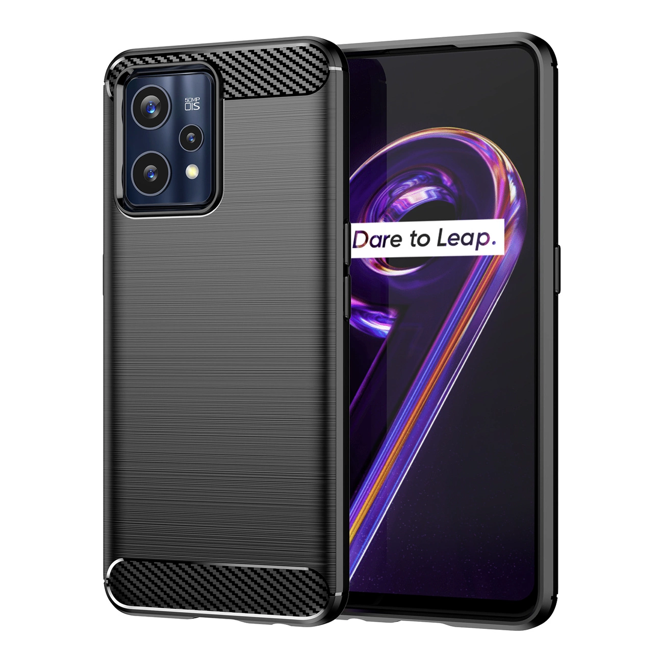 Carbon Case lankstus Realme 9 Pro+ (9 Pro Plus) juodas