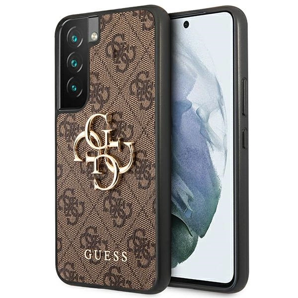 Guess GUHCS22S4GMGBR S901 S22 rudas/brązinis kietas dėklas 4G Big Metal Logo