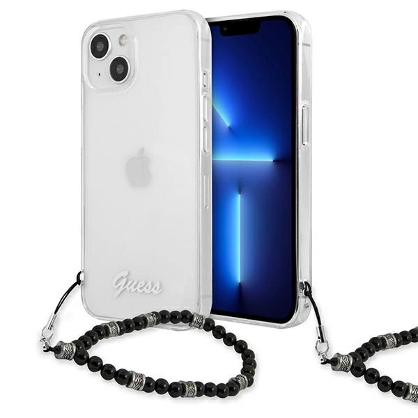 Guess GUHCP13MKPSBK iPhone 13 6,1" skaidrus kietas dėklas Black Pearl