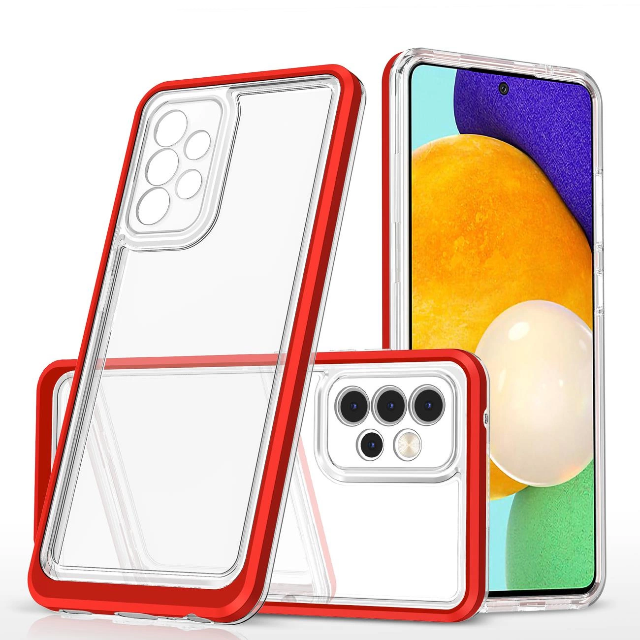 Clear 3in1 Case Samsung Galaxy A73 rėmelio gelio dėklas raudonas