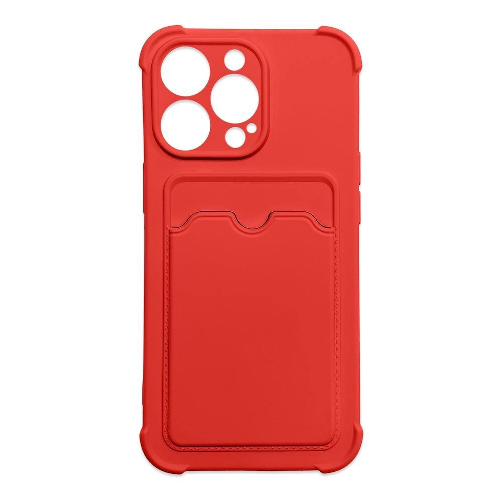 Card Armor dėklas su kortelių kišene Samsung Galaxy A32 4G, silikoninė oro pagalvės apsauga, raudona