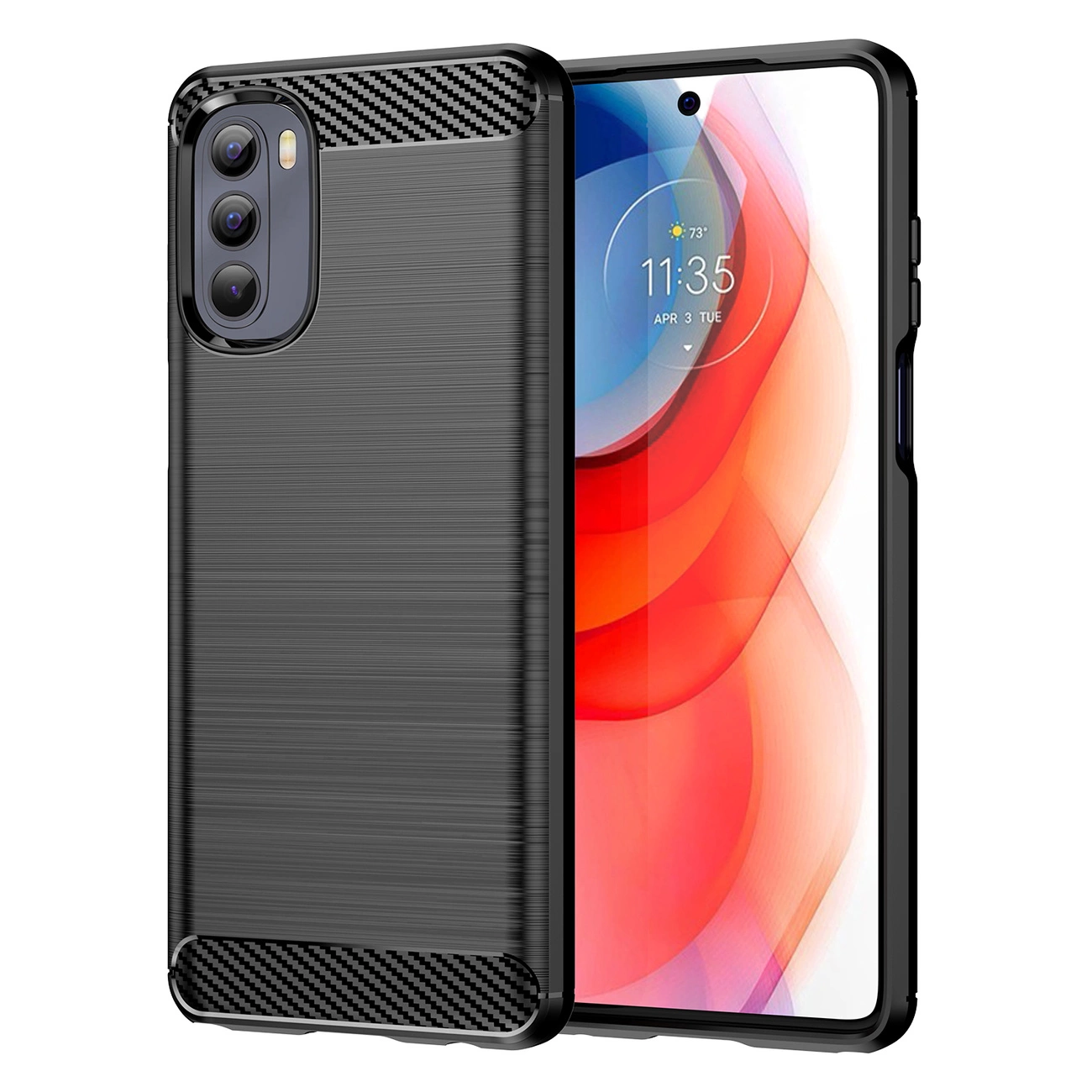 Carbon Case lanksti dėklas Motorola Moto G Stylus 2022 juodas