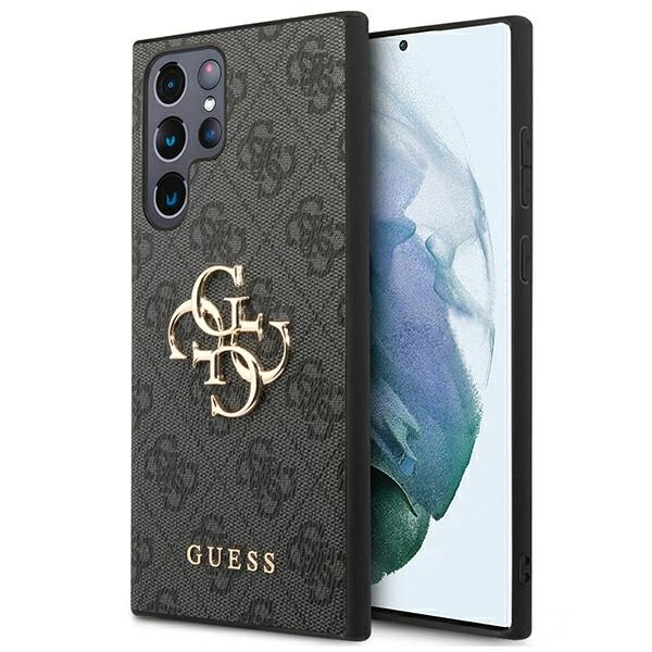 Guess GUHCS22L4GMGGR S908 S22 Ultra pilkas/šviesiai pilkas kietas dėklas 4G Big Metal Logo