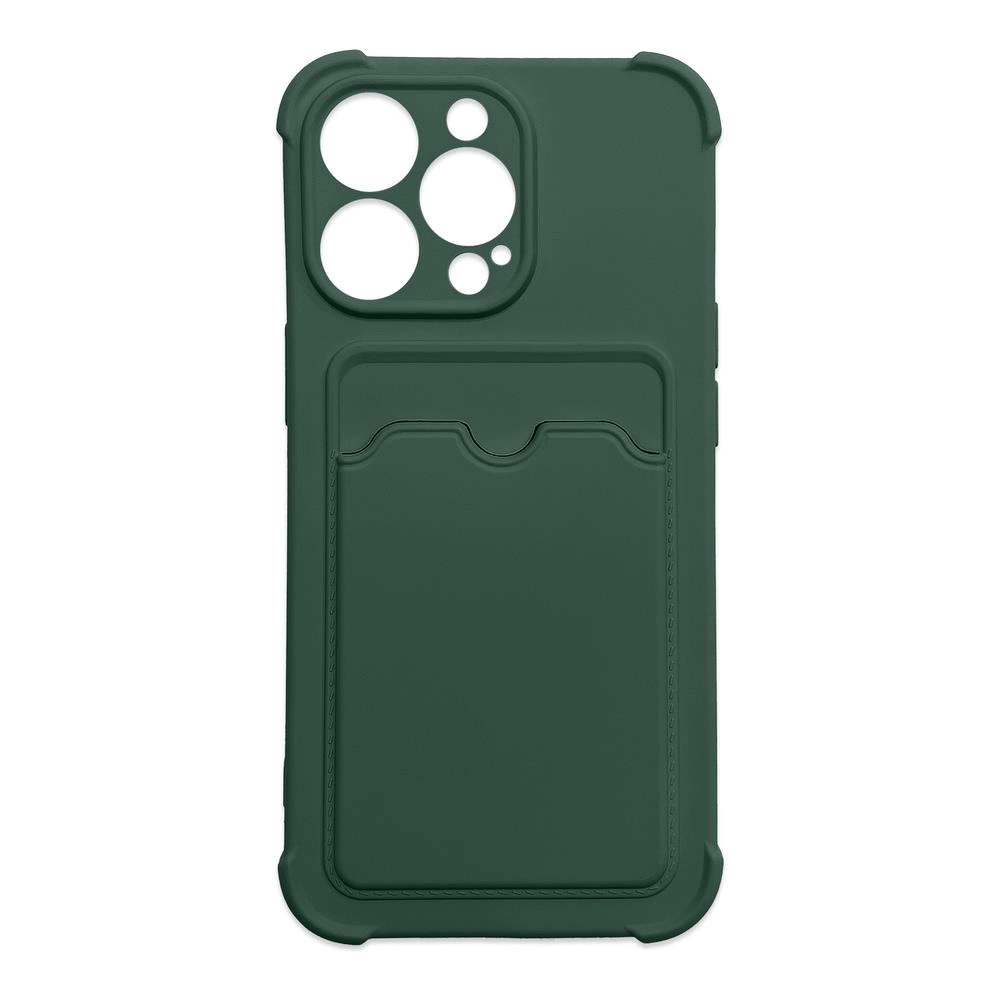 Card Armor dėklas su kortelių kišene Xiaomi Redmi Note 10 / Note 10S, silikoninė oro pagalvės apsauga, žalia