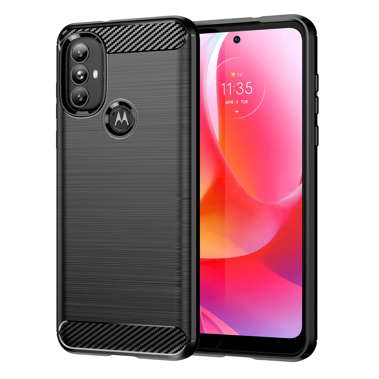 Carbon Case lanksti dėklas Motorola Moto G Power 2022 juodas