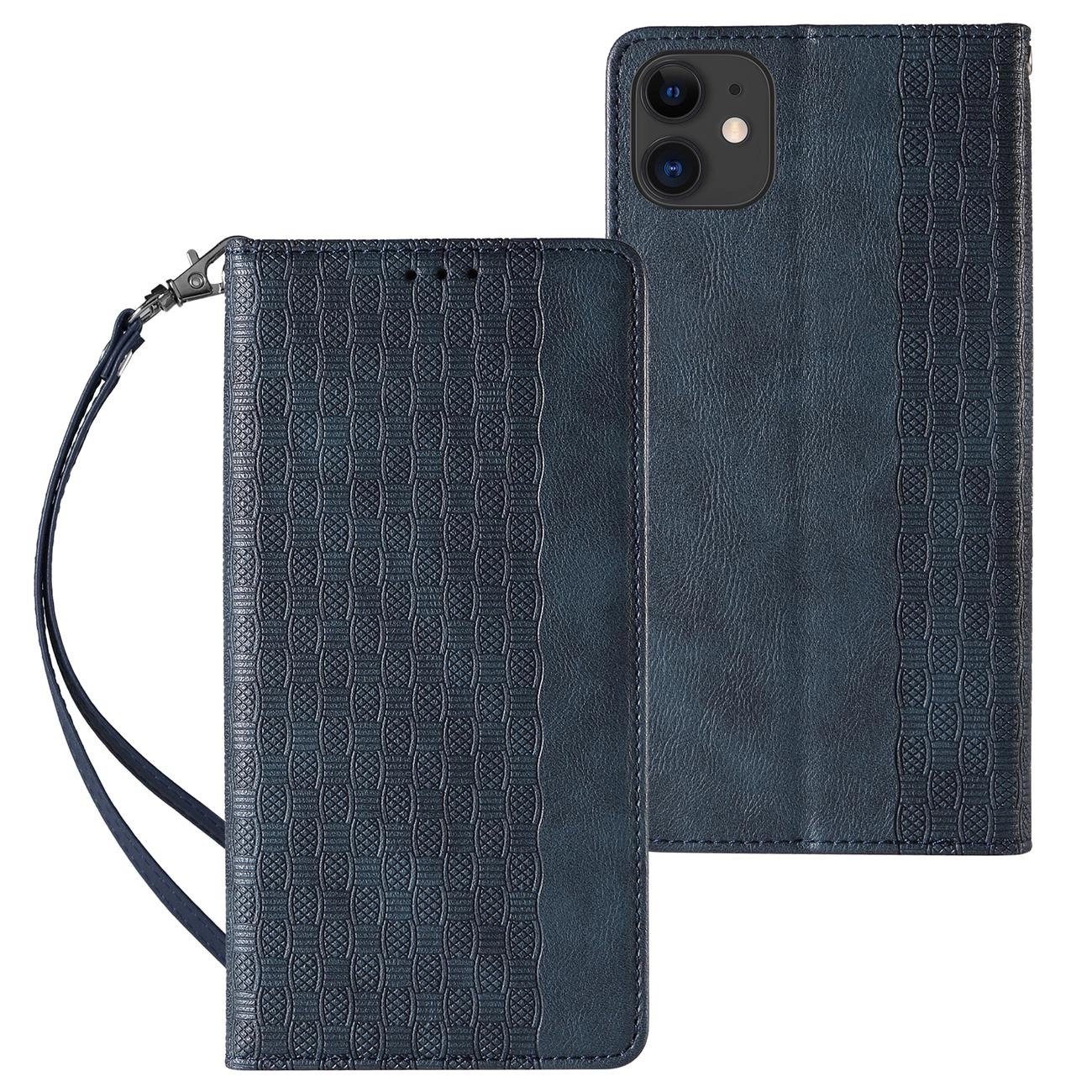 Magnetinis dirželio dėklas iPhone 13 piniginė + mini pakabukas mėlyna