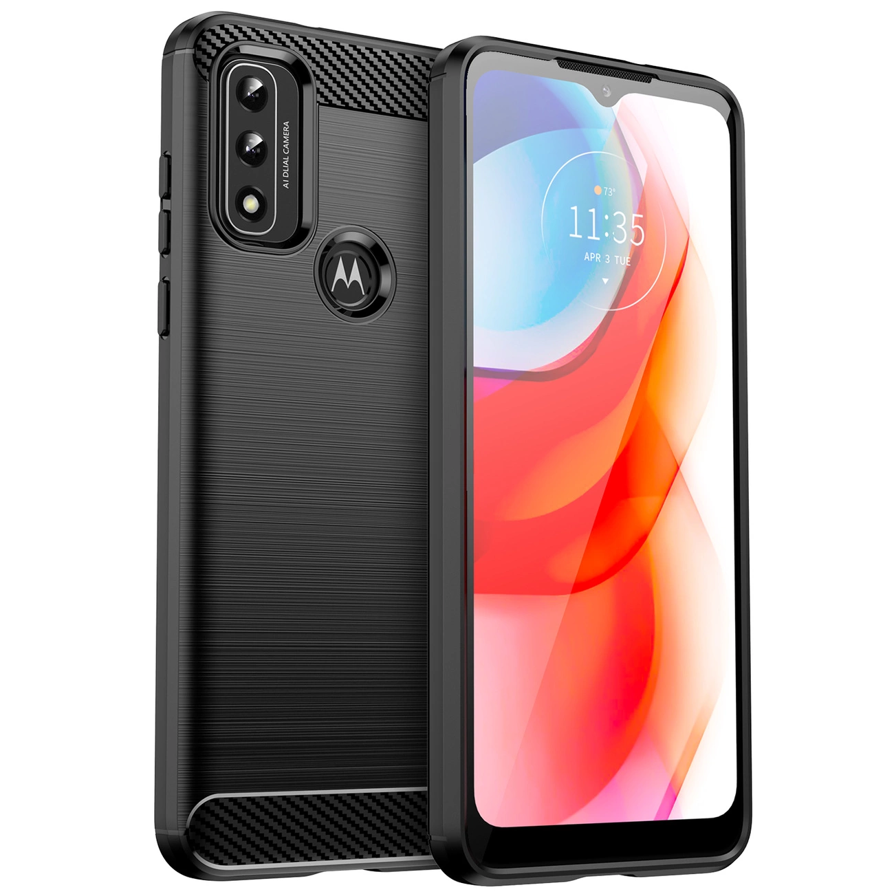 Carbon Case lankstus dėklas Motorola Moto G Play 2022 - juodas