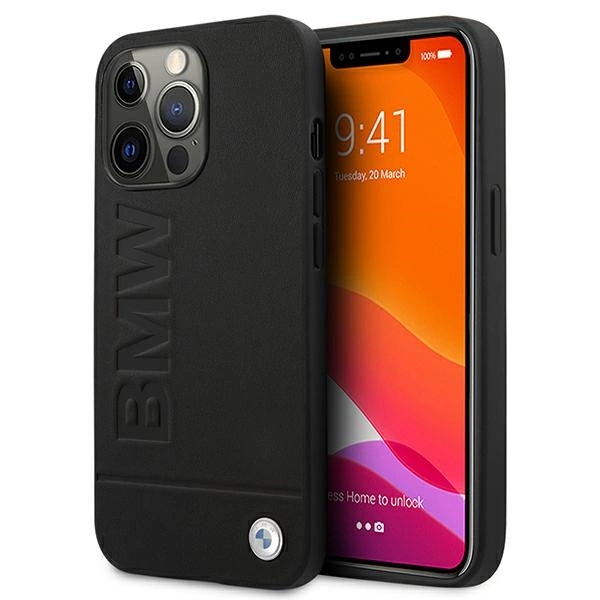 Etui BMW BMHCP13XSLLBK iPhone 13 Pro Max 6,7" juodas kietas Signature Logo Imprint dėklas