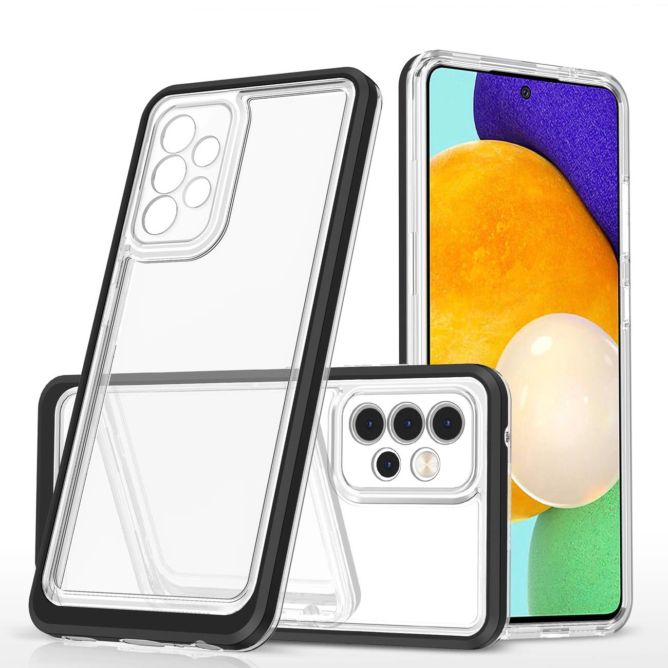 Clear 3in1 Case Samsung Galaxy A73 rėmelio gelio dėklas juodas