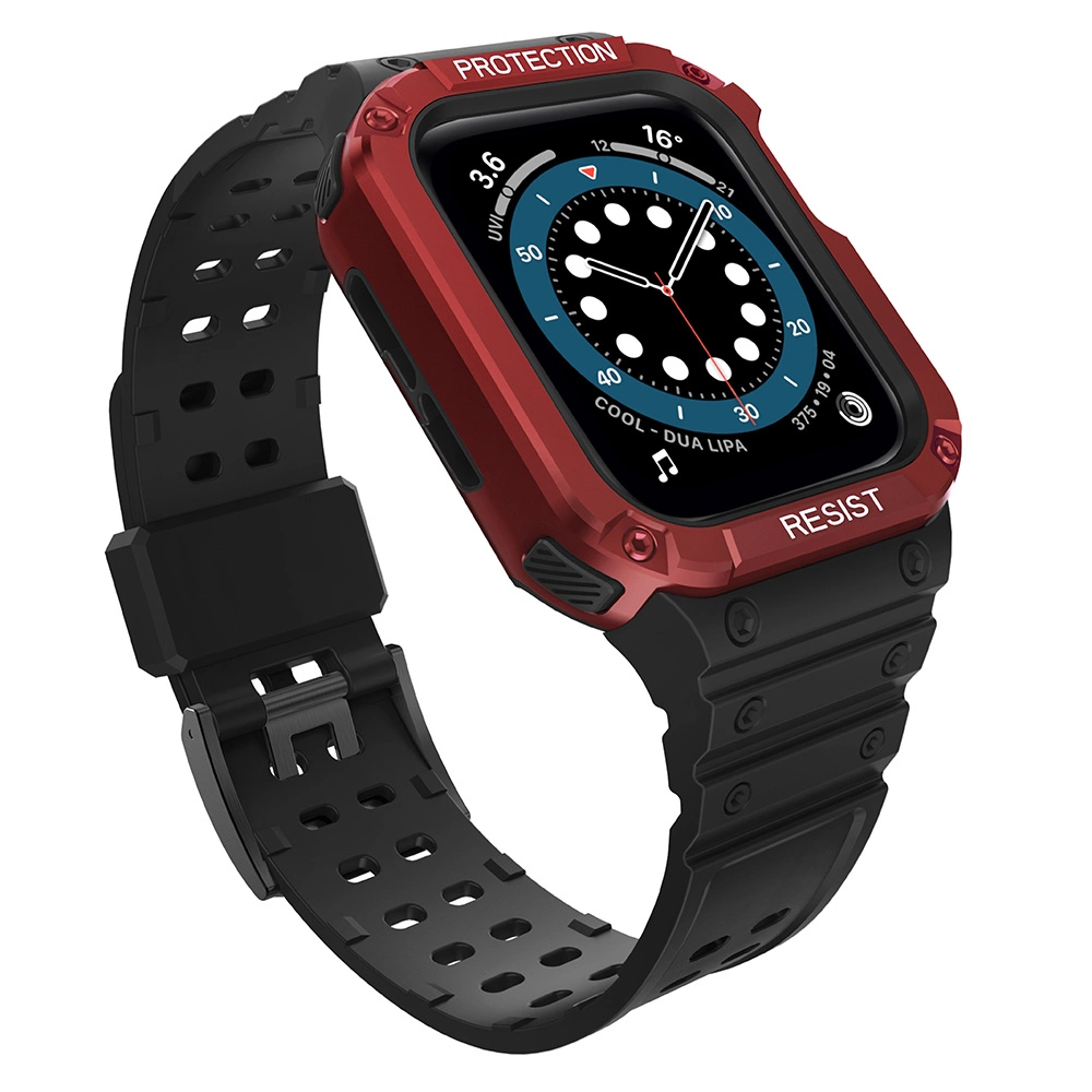 Protect dirželio juosta Apple Watch 38/40/41mm Armored Case – juoda, raudona