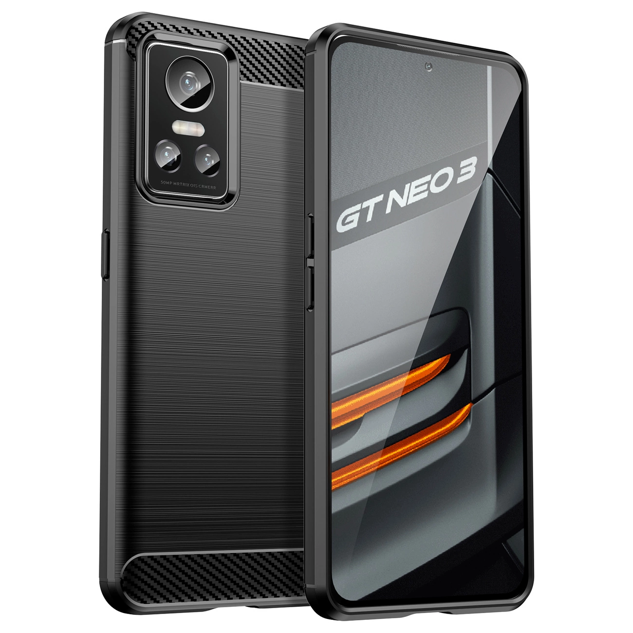 Carbon Case lankstus dėklas Realme GT Neo 3 - juodas