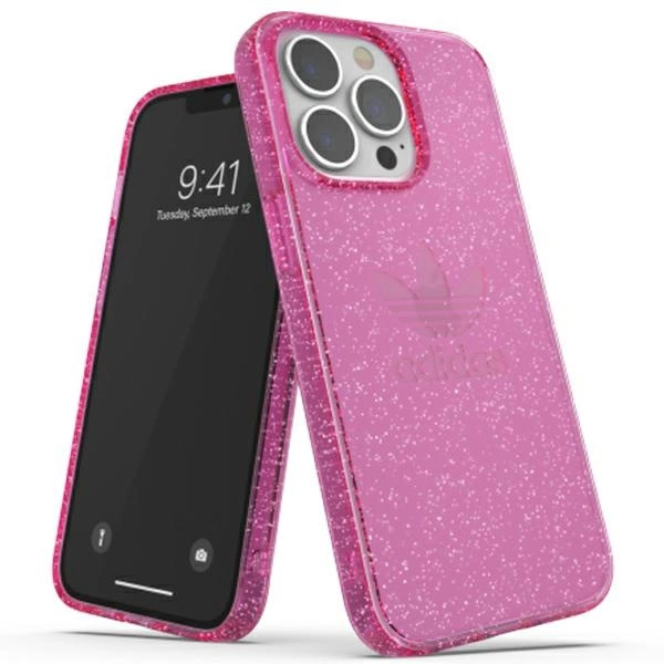 Adidas OR Protective iPhone 13 Pro / 13 6,1" skaidrus dėklas su blizgučiais rožinis 47121