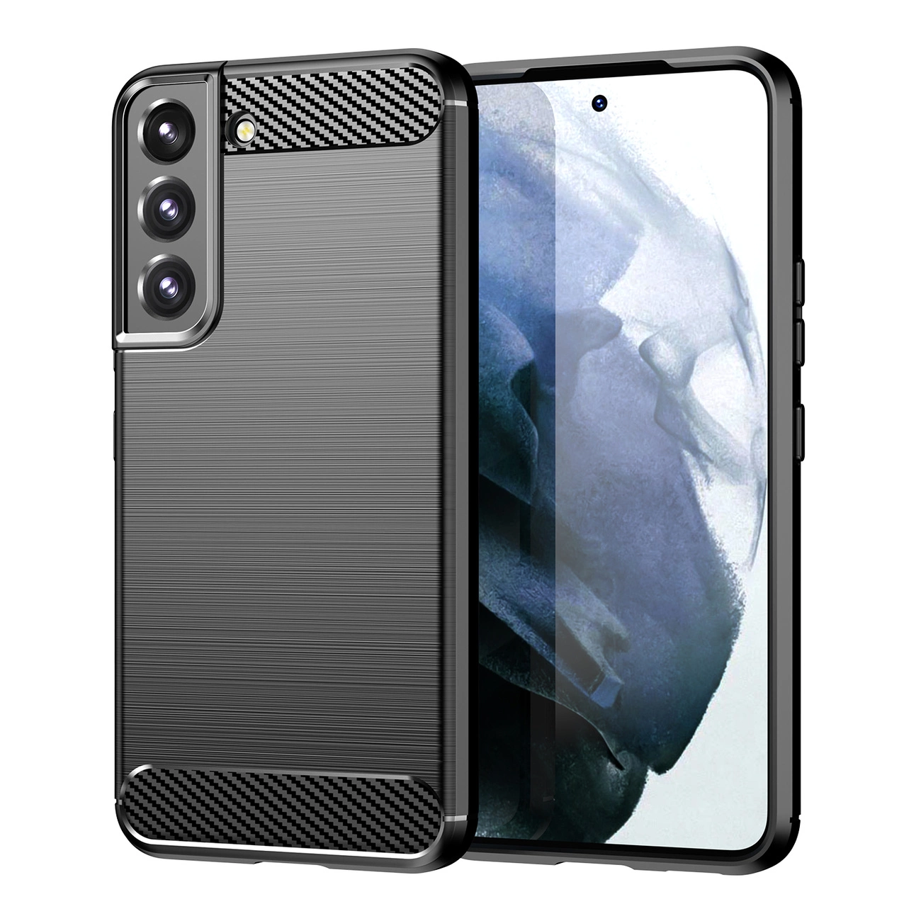 Carbon Case lankstus TPU dėklas Samsung Galaxy S22+ - juodas