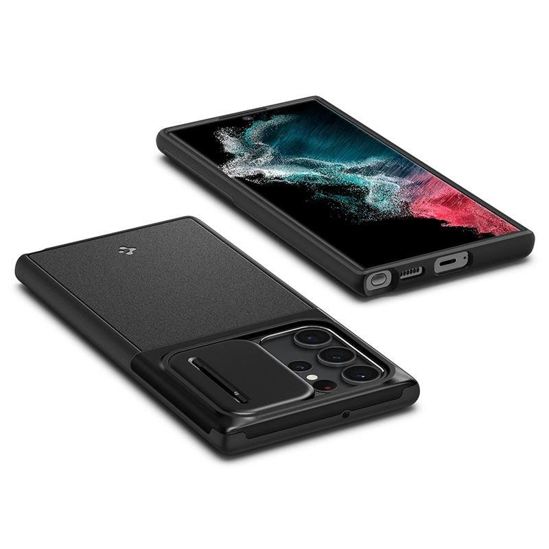 Spigen Optik Armor dėklas Samsung Galaxy S22 Ultra - juodas