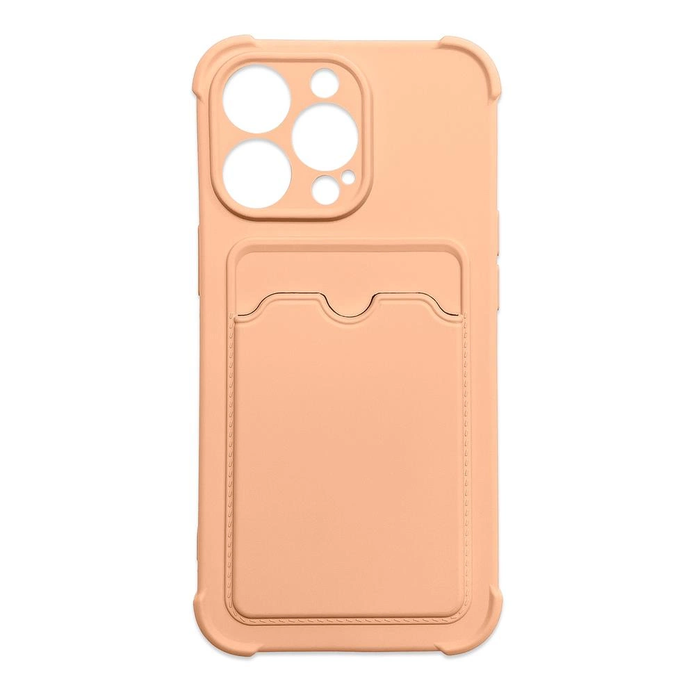 Card Armor dėklas su kortelių kišene iPhone 13 Mini, silikoninė oro pagalvės apsauga, rožinė