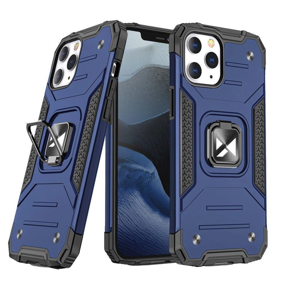 Wozinsky Ring Armor dėklas iPhone 14 Pro, šarvuotas, su magnetiniu laikikliu ir mėlynu žiedu