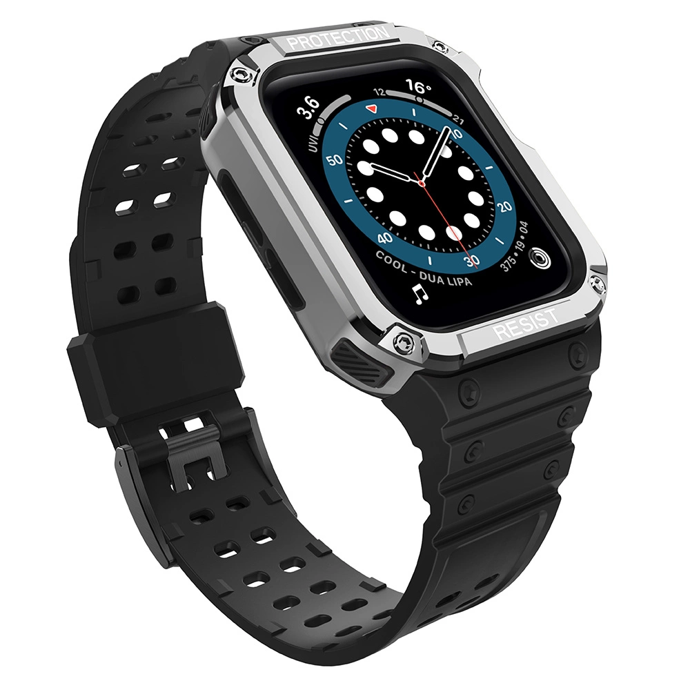 Protect dirželio juosta Apple Watch 38/40/41mm Armored Case – juoda, sidabrinė