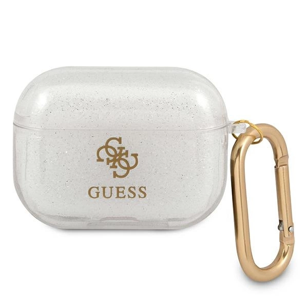 Guess GUAPUCG4GT AirPods Pro dėklas permatomas su blizgučiais