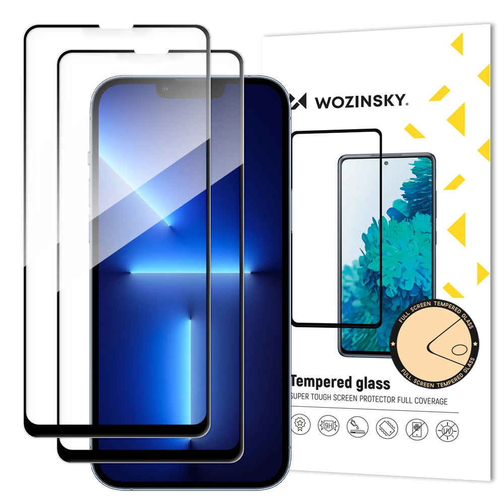 Wozinsky rinkinys 2x super tvirta Full Glue ekrano apsauga su Case Friendly rėmeliu iPhone 14 Max / 13 Pro Max - Juodas