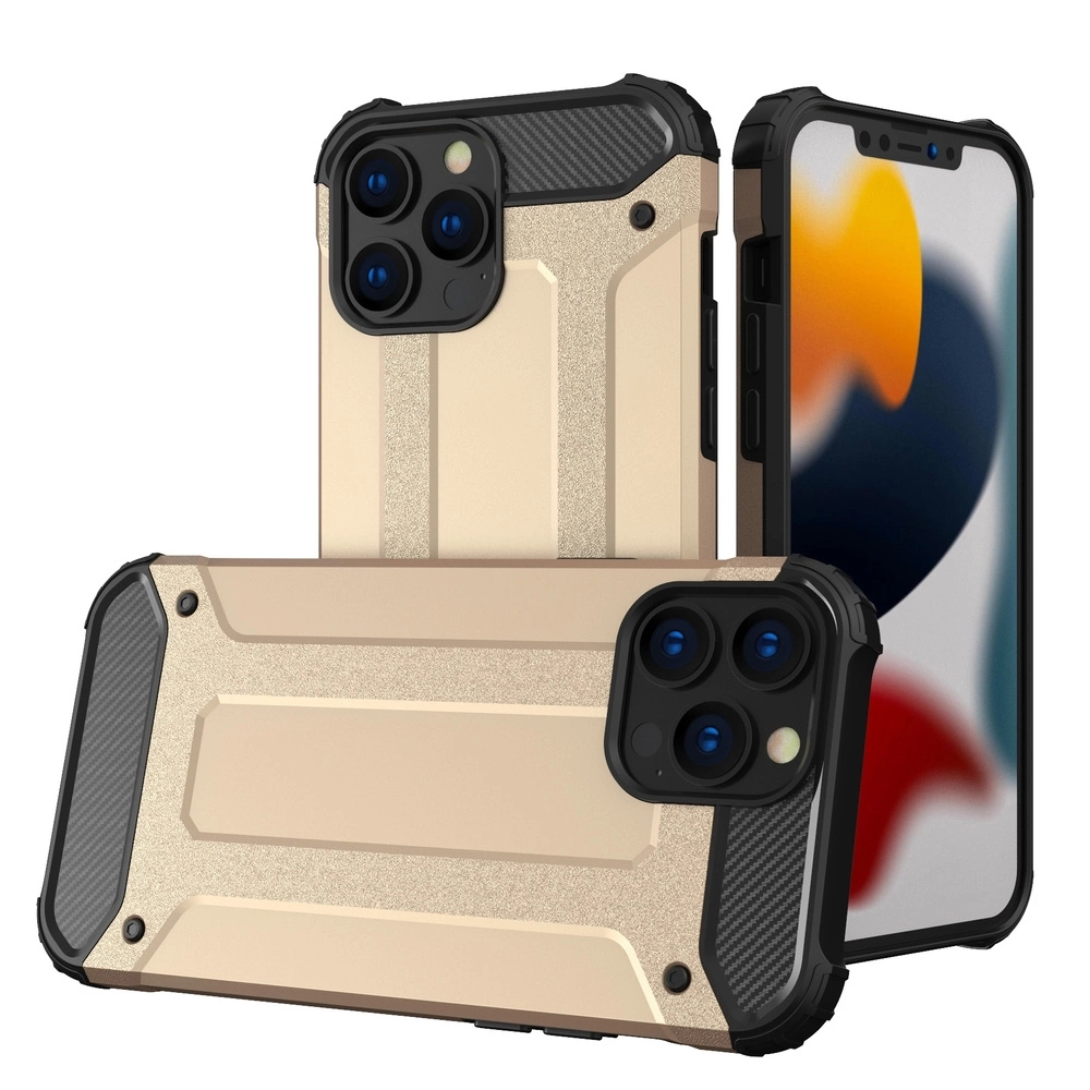 Hybrid Armor Case tvirtas dėklas iPhone 13 Pro auksinis