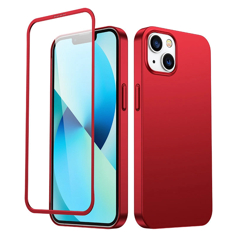 Joyroom 360 Full Case priekis ir nugarėlė iPhone 13 + grūdintas stiklas ekrano apsauga - Raudonas (JR-BP927 red)