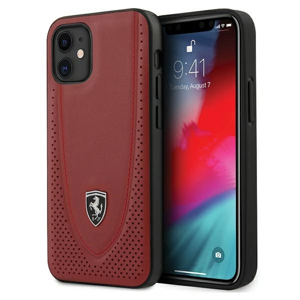 Ferrari FEOGOHCP12SRE iPhone 12 mini 5,4" raudona/raudona kieta dėklas Off Track Perforated