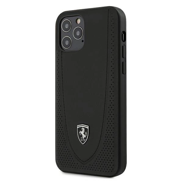 Ferrari FEOGOHCP12MBK iPhone 12/12 Pro 6,1" juoda/juoda kieta dėklas Off Track Perforated