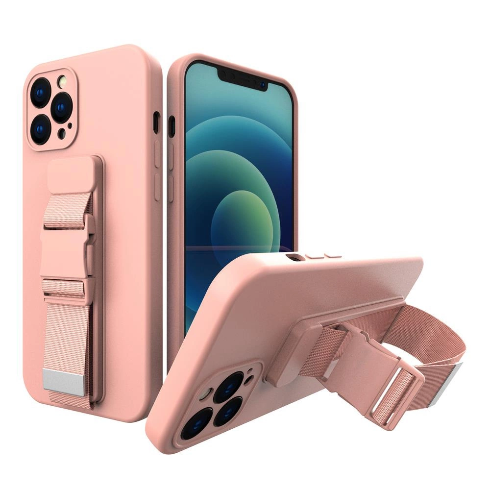Rope Case gelinis dėklas su grandinėlės dirželiu iPhone XS Max rožinis