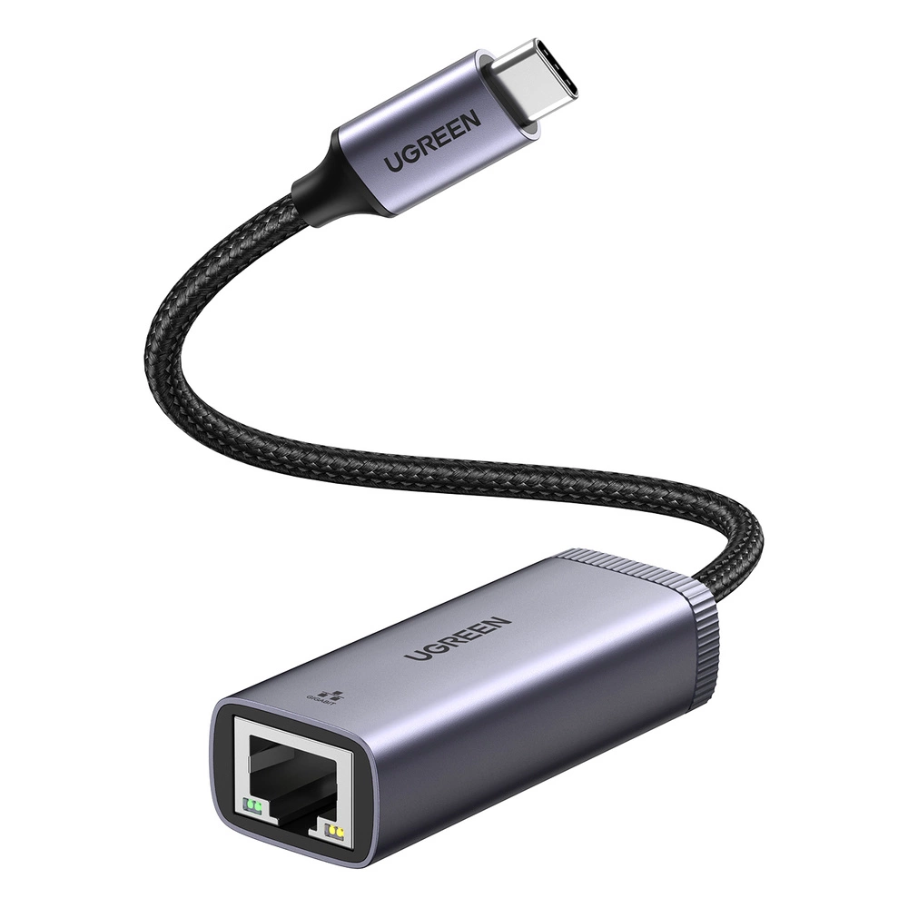 Ugreen išorinis USB Type C tinklo adapteris - RJ45 1Gbps (1000Mbps) pilkas (40322 CM483)