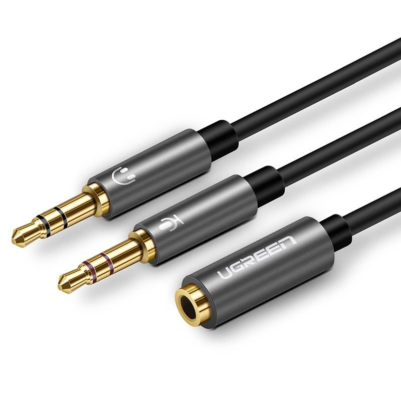 Ugreen AUX splitter kabelis 3,5 mm mini jack (female) – 2x 3,5 mm mini jack (male – mikrofonas ir ausinės) juodas (AV140 20899)