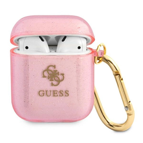 Guess GUA2UCG4GP AirPods dėklas rožinis/rožinis Glitter Collection