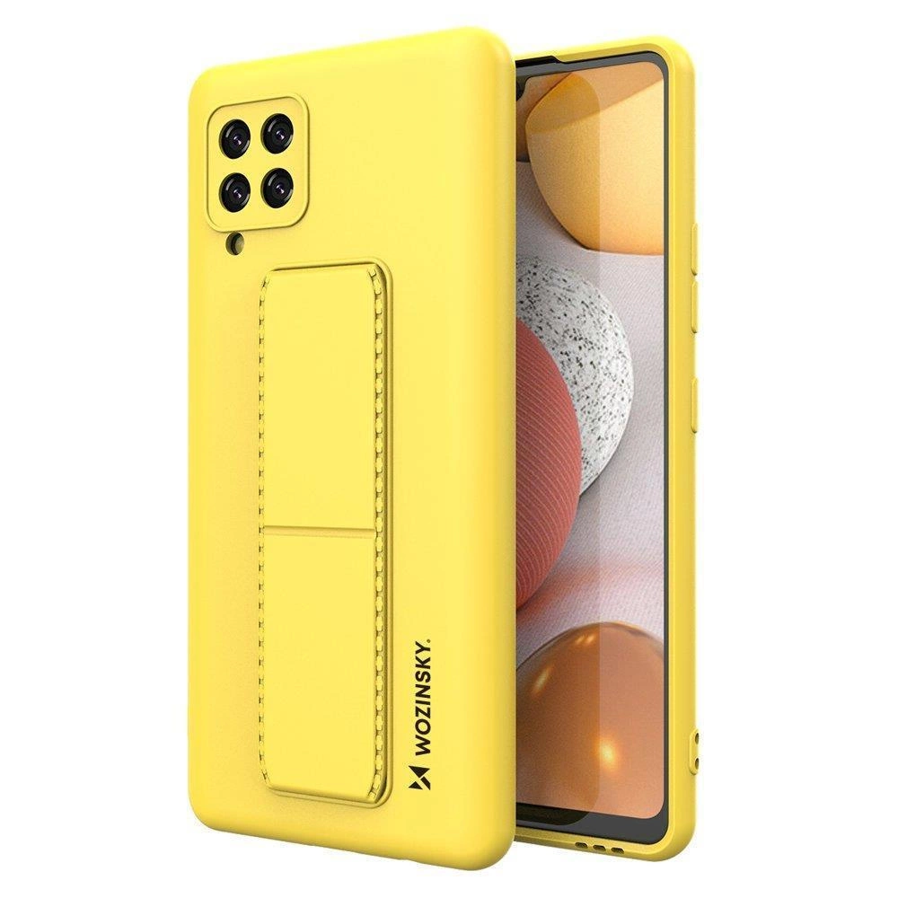 Wozinsky Kickstand Case silikoninis dėklas su stovu Samsung Galaxy A42 5G geltonas