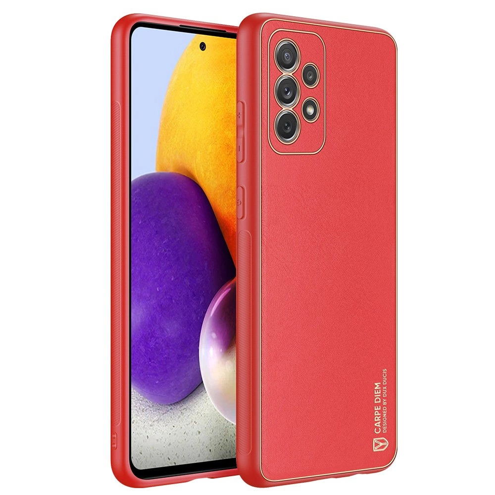 Dux Ducis Yolo elegantiškas dėklas iš minkšto TPU ir PU odos Samsung Galaxy A72 4G raudonas