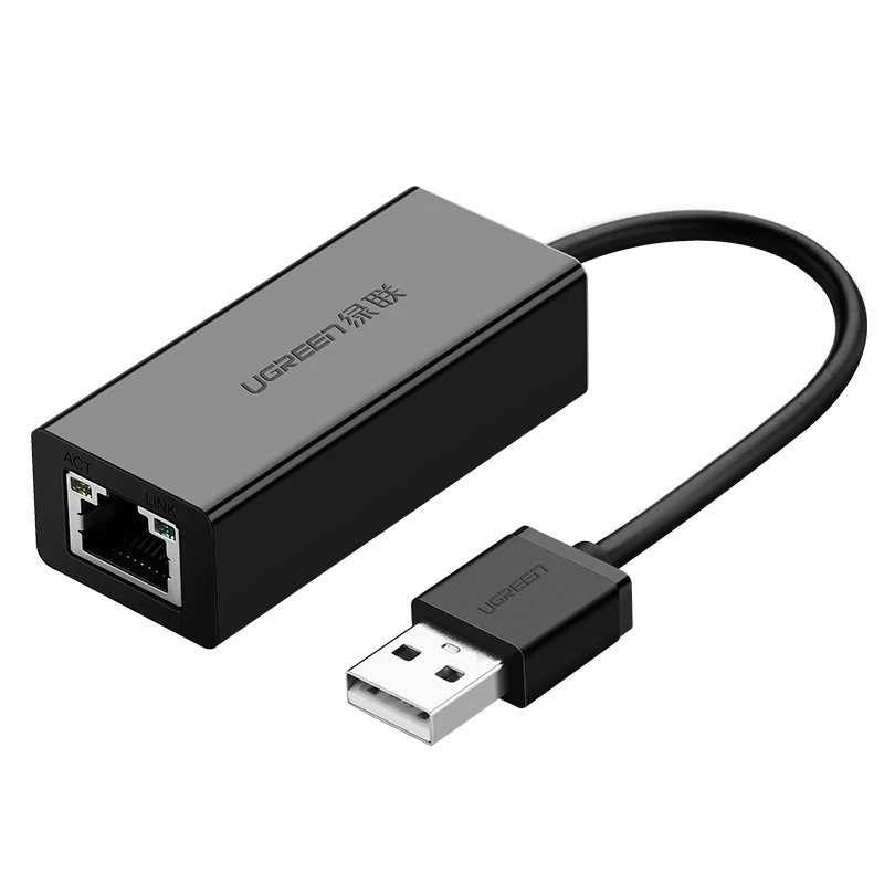Ugreen išorinė tinklo plokštė RJ45 – USB 2.0 100 Mbps Ethernet juodas (CR110 20254)