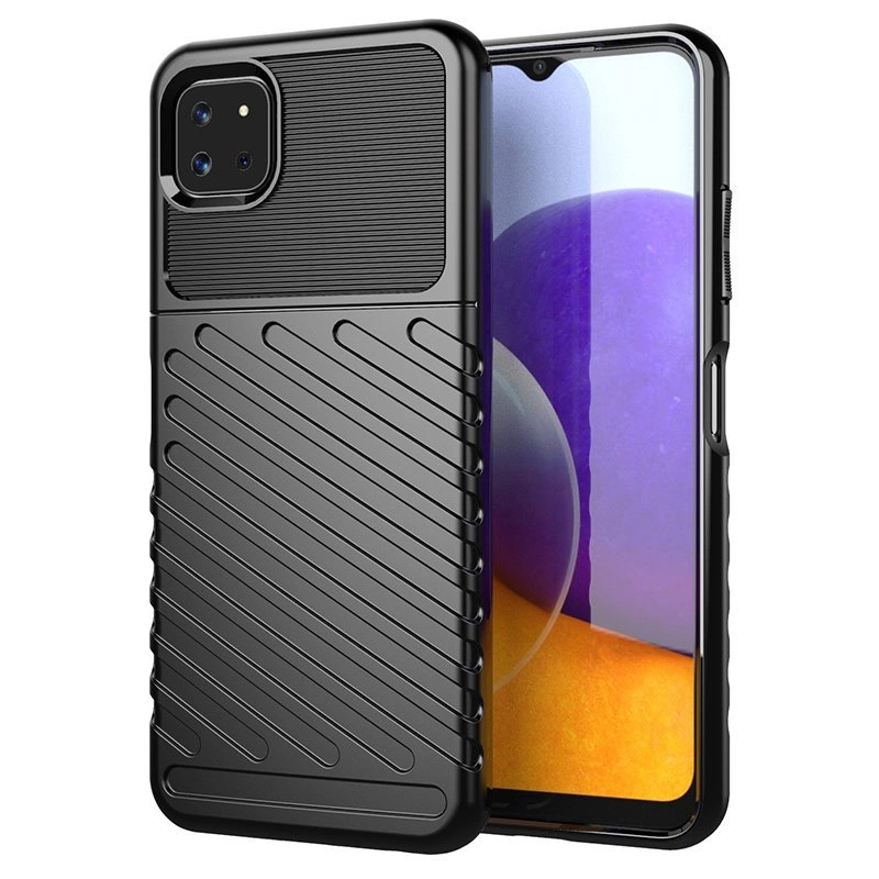 Thunder Case lankstus tvirtas TPU dėklas Samsung Galaxy A22 5G juodas