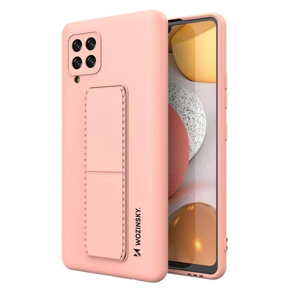 Wozinsky Kickstand Case silikoninis dėklas su stovu Samsung Galaxy A42 5G rožinis