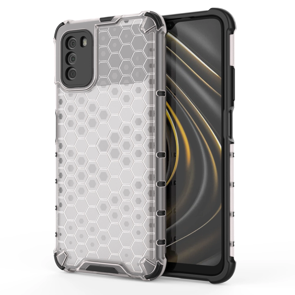Honeycomb Case tvirtas dėklas su TPU buferiu Xiaomi Poco M3 – skaidrus