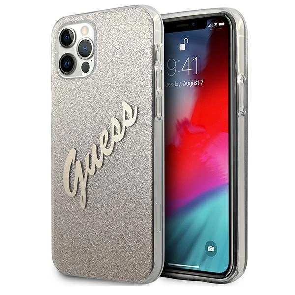 Guess GUHCP12LPCUGLSGO iPhone 12 Pro Max 6.7" auksinis/auksinis kietas dėklas Blizgus gradientinis raštas